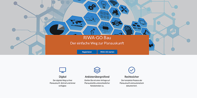 Screenshot der Startseite des Riwago-Portals zur Wasserzählerverwaltung